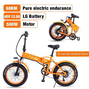 Electric Bike 26 Inch 48V 500W Fat Tire ebike Mountain Snow bike Folding Electric Bicycle