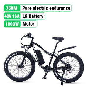 Electric Bike  1000W 48V 16A Mountain e Bicycle Fat Tire ebike Adults Mens 26 Inch 21Speed Aluminum Frame RX02