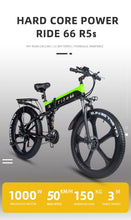 Load image into Gallery viewer, Electric Bike 1000W Lithium Battery Mountain e Bicycle Fat Tire ebike Adults Mens 26 Inch 21 Speed Aluminum Frame R5s
