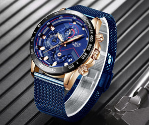 LIGE Fashion Mens Watches Top Brand Luxury WristWatch Quartz Clock Blue Watch Men Waterproof Sport Chronograph Relogio Masculino